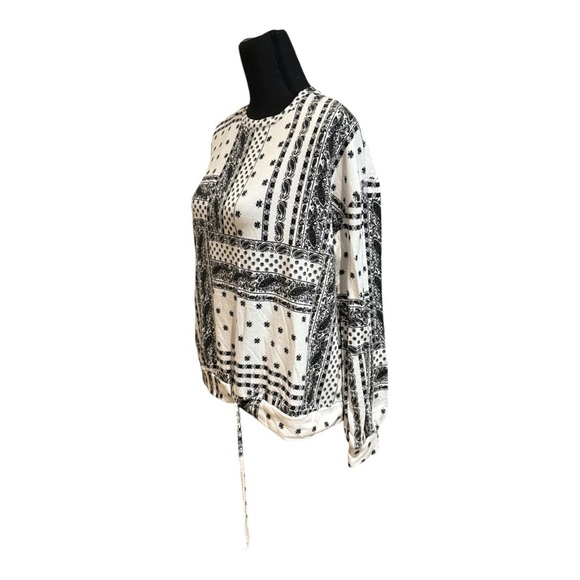 Como Vintage Black & White Geo Pattern Designer Blouse Size: L - Picture 3 of 5